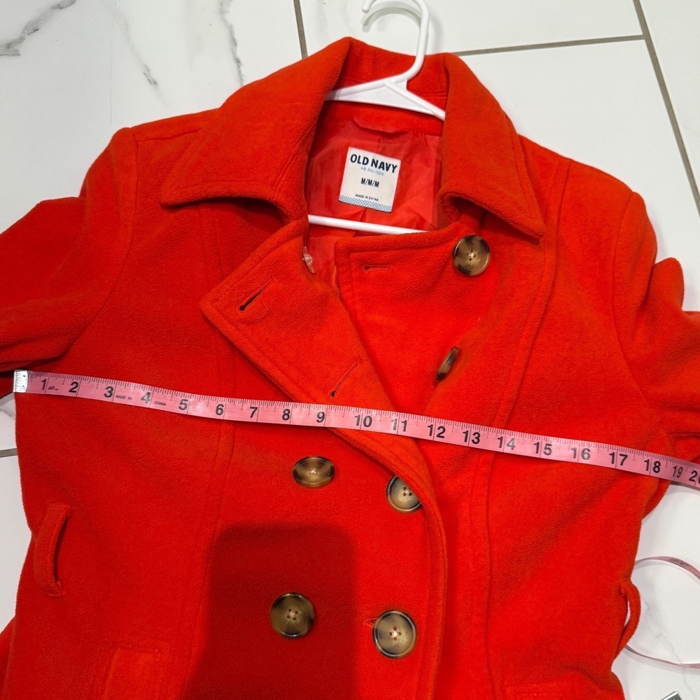 Old Navy Womens Red Fleece‎ Double Breasted Pea Coat Jacket Size M - Picture 3 of 13